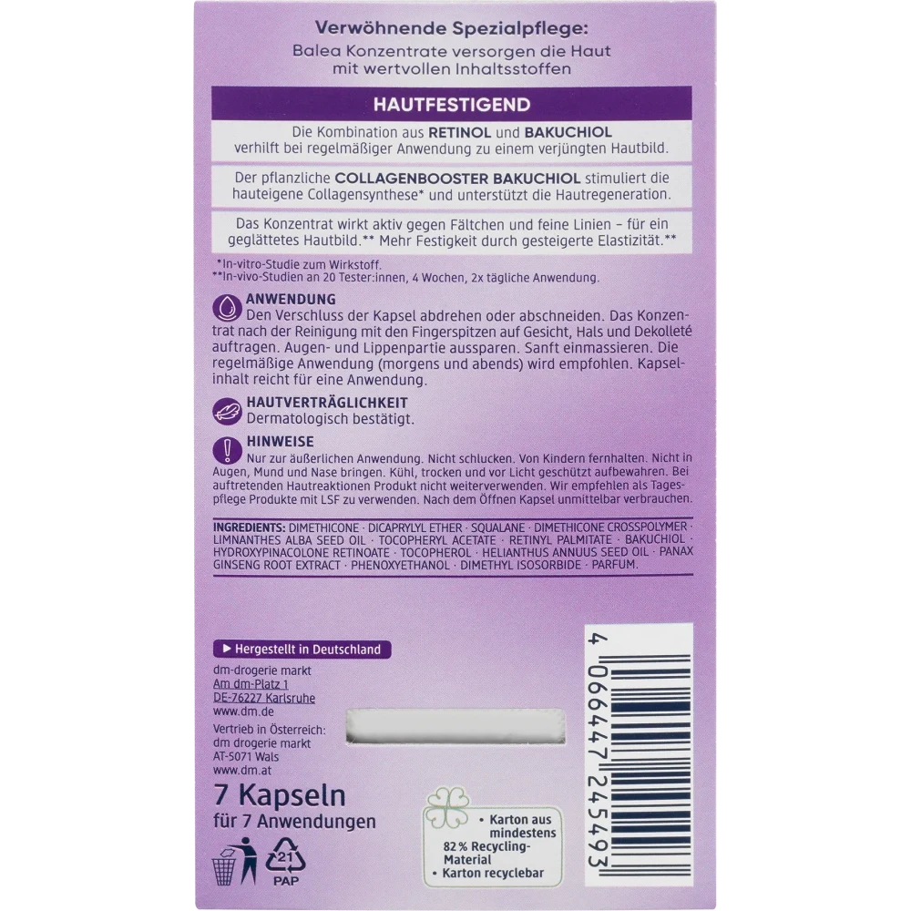 Balea Retinol Bakuchiol Concentrate, 7 Capsules – Bild 3